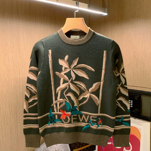 套头针织圆领刺绣提花毛衣民族风