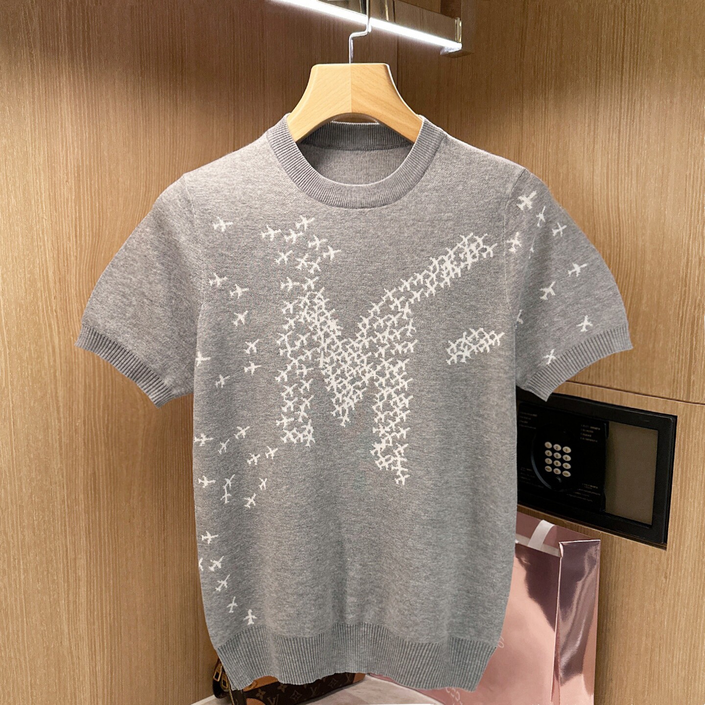 欧洲站潮流修身上衣针织短袖男 夏季新款轻奢提花休闲男士短袖t恤