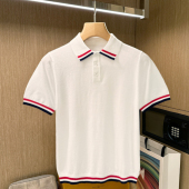 夏季 新款 高端商务男士 法式 polo衫 拼色翻领上衣t恤男 短袖 奢侈修身