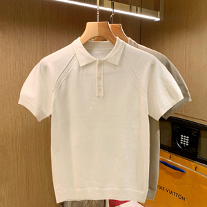 英伦时尚优雅青年衣服男针织t恤 夏季简约精致辑明线polo衫男短袖