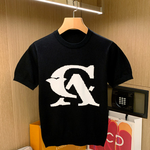 短袖欧美风青年字母提花t恤潮流