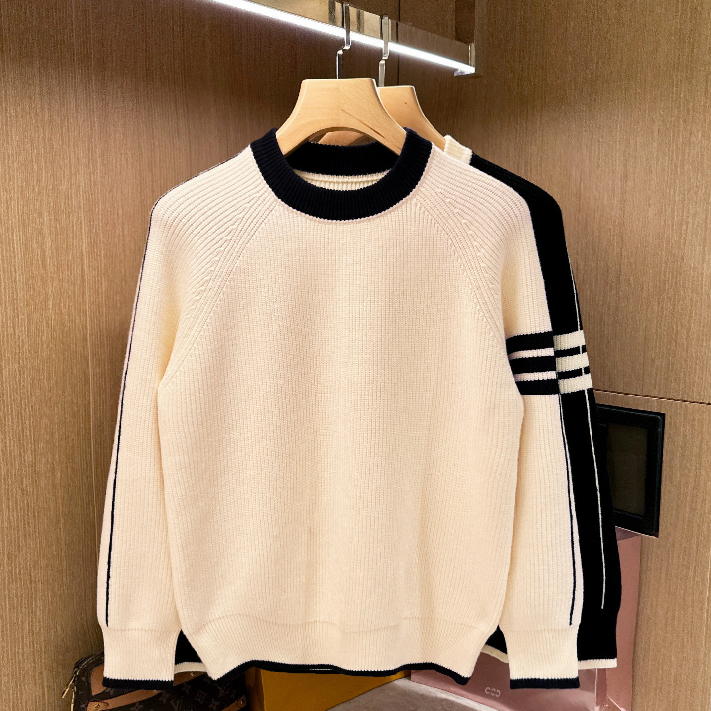 欧美潮流拼色条纹针织衫男款冬季新款休闲复古加厚保暖圆领毛衣男,男装,针织衫/毛衣,淘宝优惠券,粉丝福利购,淘宝优惠卷