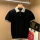 翻领修身 轻奢男士 t恤 高级黑色透气冰丝针织polo衫 男 夏季 短袖 新款