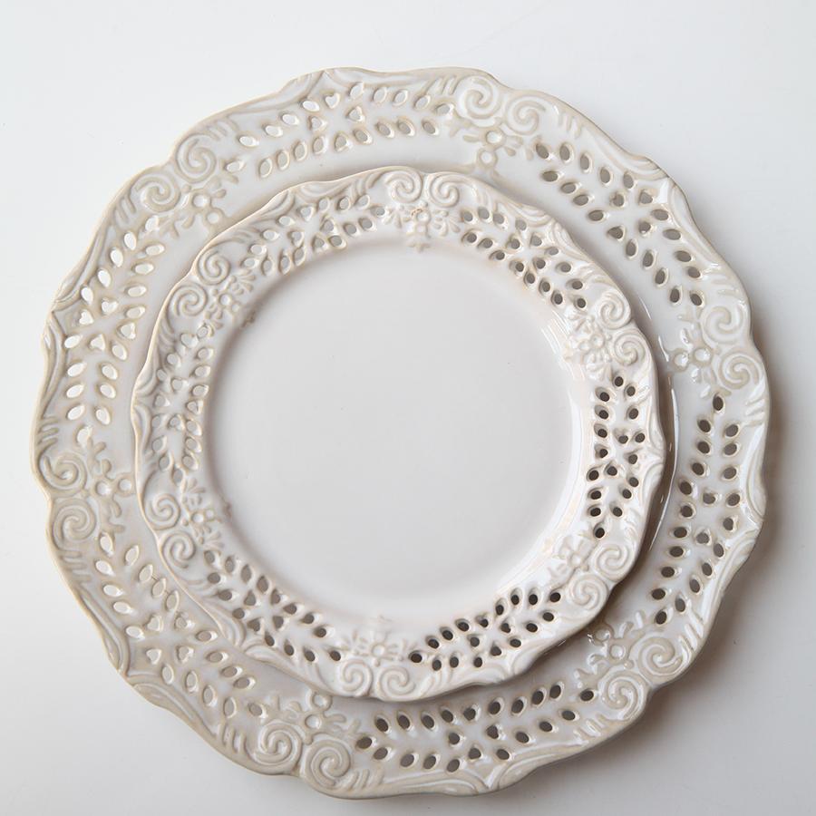 镂空做旧感陶瓷西式餐盘