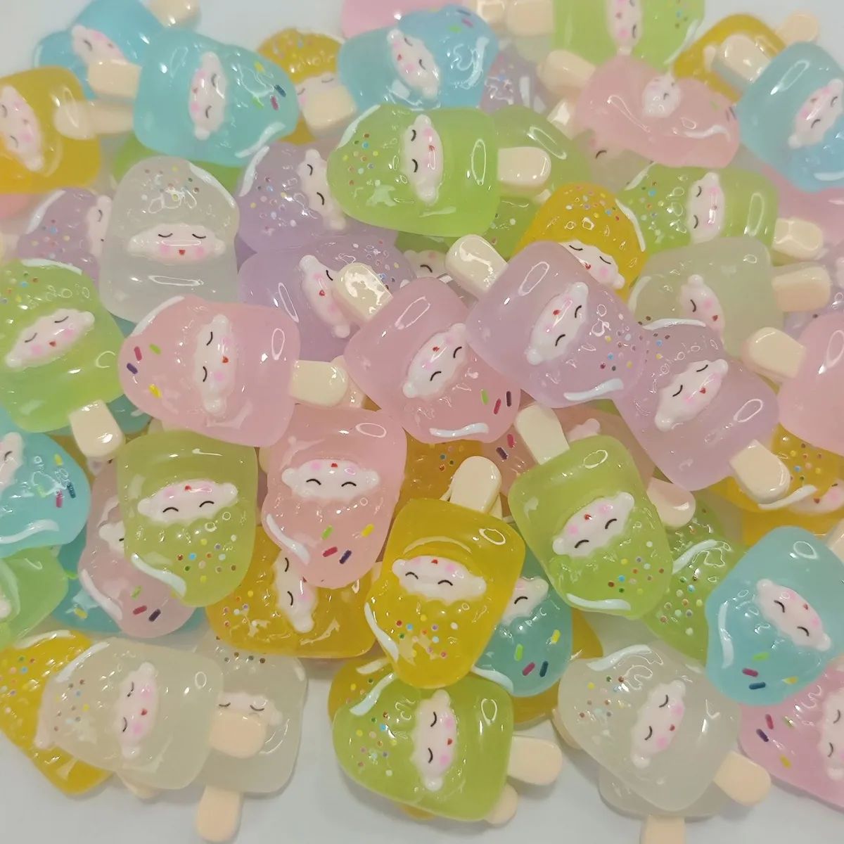 卡通夜光渐变色小女孩雪糕手工树脂配件diy发夹头饰贴片洞洞鞋