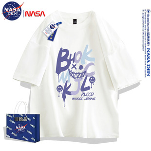 潮流印花t恤衫 NASA联名美式 2026年夏季 T恤男女款 复古重磅纯棉短袖