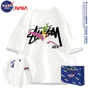 休闲潮流内搭印花情侣t T恤男女款 NASA联名2026年夏季 重磅纯棉短袖