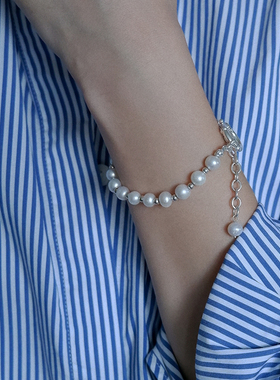 【高定款】STUNNINGMOMO珍珠配小银球甜美风珍珠母贝手链延长链