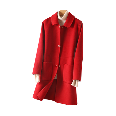 娃娃领纯羊毛修身双面呢大衣