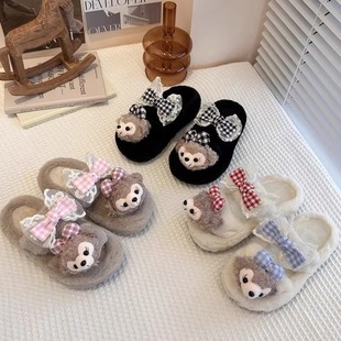 可爱卡通毛毛拖鞋女童2025年秋冬新款外穿儿童增高防滑居家毛毛拖