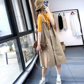 宽松大码 素尚夏季 休闲日系韩版 减龄森系连衣裙百搭学院风背带裙女