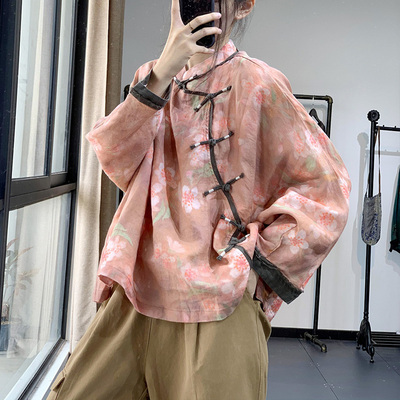 文艺复古国风汉服盘扣超宽松衬衫