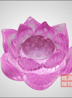 琉璃水晶莲花刻字掌柜推荐摆件
