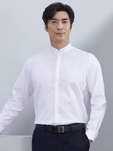 红都立领衬衫,搭配中山装内穿,单穿,中式风格,白色