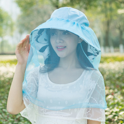 防晒女遮脸大沿防紫外线太阳帽子