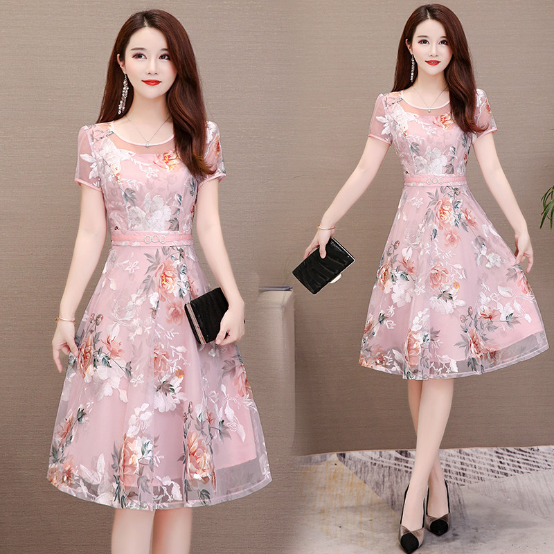 summer 2019 new pattern Jacobs Chiffon Cover the belly Dress Short sleeved Waist Show thin Popular Large skirt mmin the Women's clothing/Boutique , Dress  category - from Buy2taobao.com to provide professional Taobao agent buy service