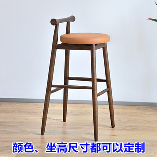 中式 吧台椅子实木酒吧椅家用高脚椅简约吧凳餐厅中岛台吧椅吧台凳