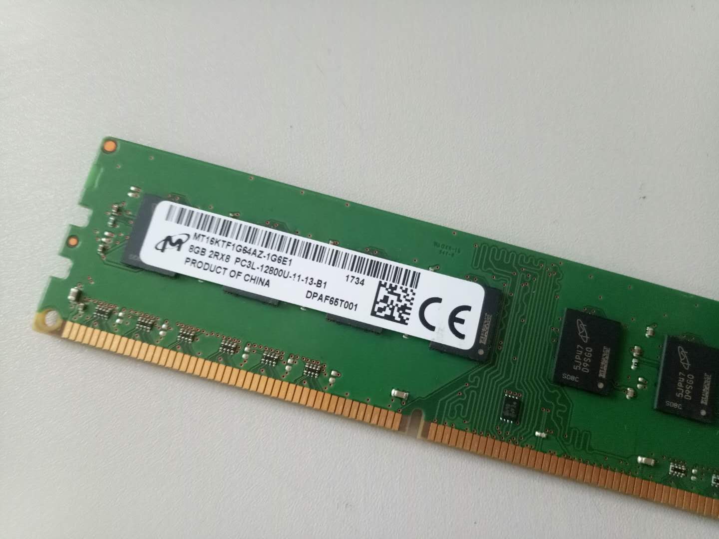 MT镁光DDR3L 8G 2RX8 PC3L-12800U 1600 UDIMM 1.35V台式机内存条