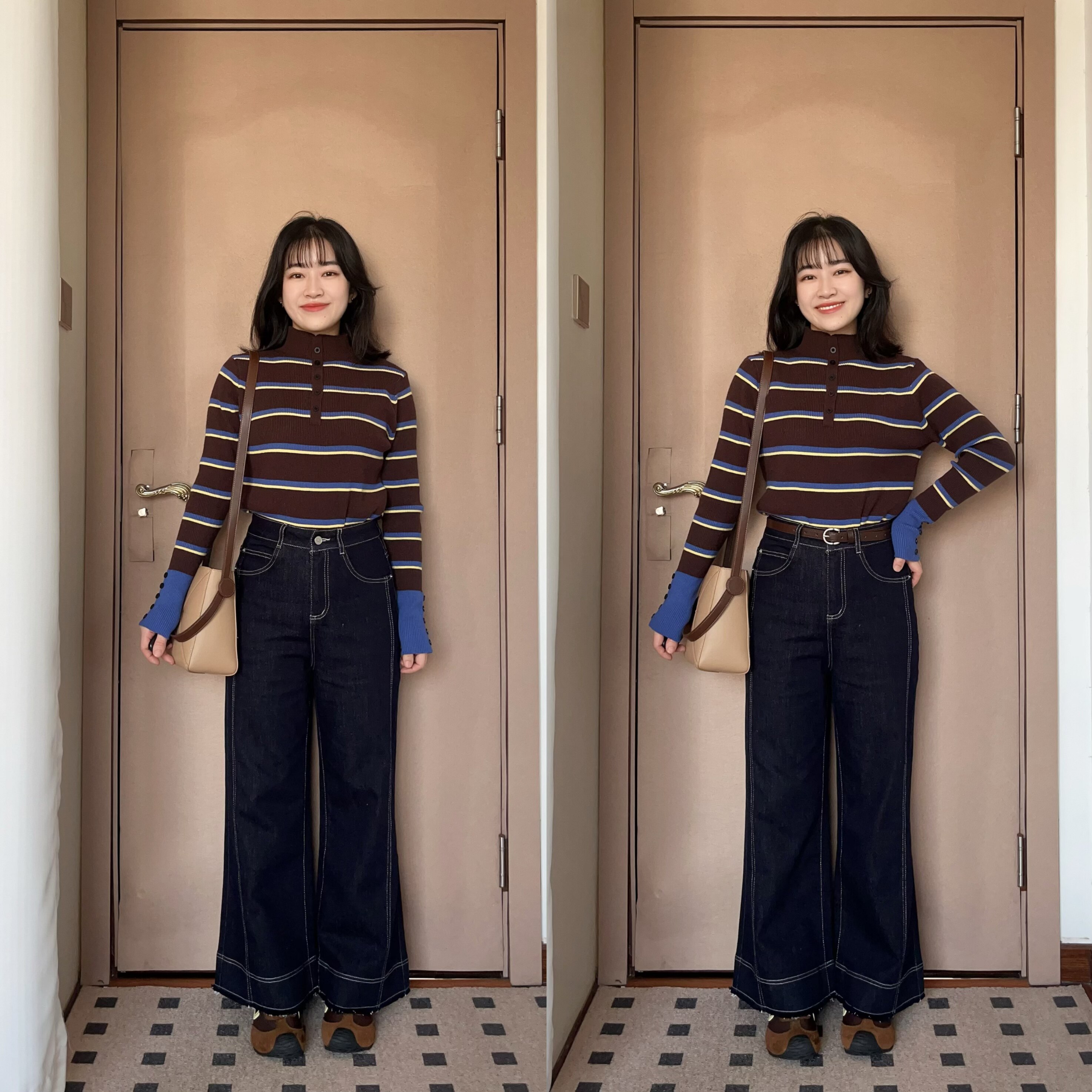 丹宁蓝微喇牛仔裤女2026年秋季新款小个子复古毛边垂感九分直筒裤