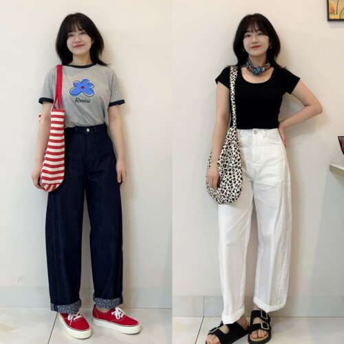 牛仔阔腿裤女夏季款小个子直筒裤