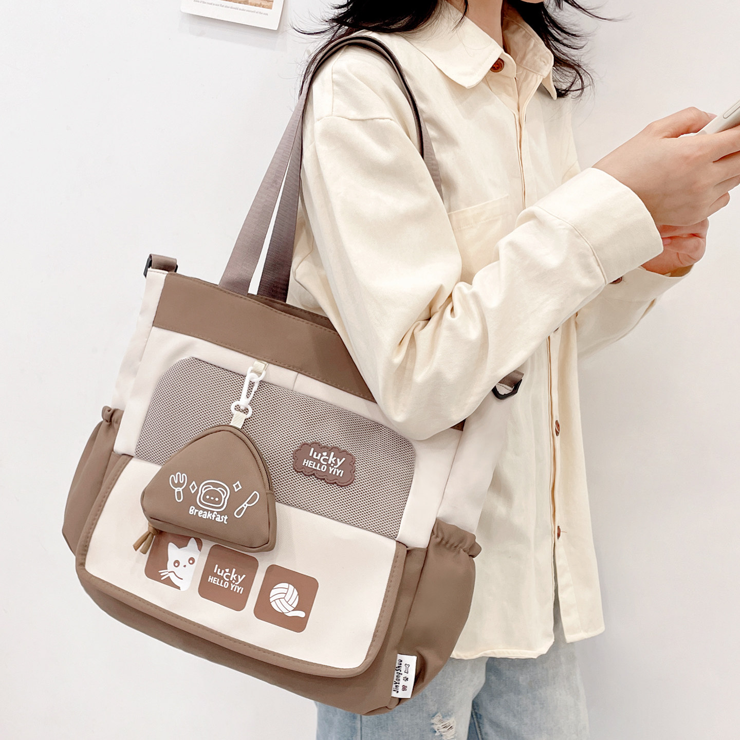 斜挎包女大容量2026新款帆布包单肩包中学生拎书手提布袋上班通勤