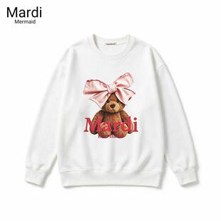 Mardi Mermaid秋冬新品卡通小熊印花卫衣女韩版宽松圆领套头百搭
