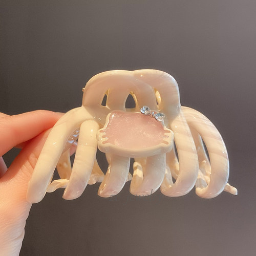 韩版东大门温柔奶咖卡通猫呢南瓜抓夹女时尚气质后脑勺盘发鲨鱼夹