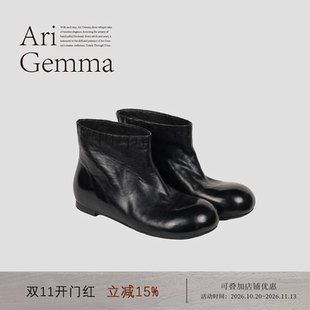 Ari Gemma丨原创设计 Object·圆头缝线设计重工真皮复古时尚短靴