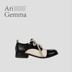 Ari Gemma｜Writer·磨砂头层牛皮拼布气质英伦风精致手工德比鞋