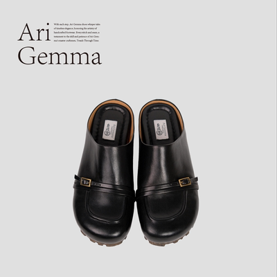 Ari Gemma｜信笺·复古水洗油蜡牛皮扣带包头百搭穆勒半拖勃肯鞋