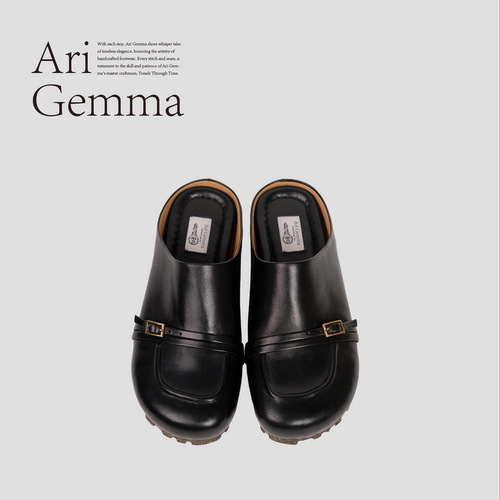 Ari Gemma｜原创设计 信笺·复古牛皮扣带包头百搭穆勒半拖勃肯鞋