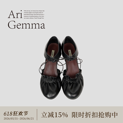 Ari Gemma｜Flower·法式复古粗跟系带原野浪漫褶皱高跟玛丽珍
