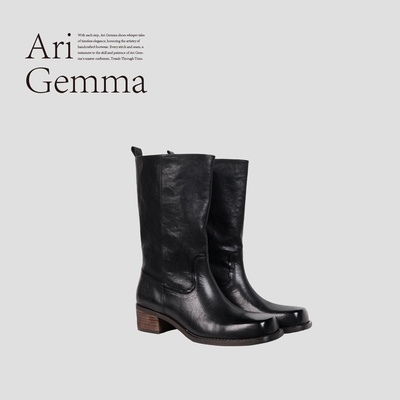Ari Gemma｜Keys·经典增高植鞣牛皮骑士直筒中长靴