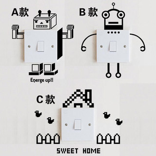 机器人韩国创意卡通卧室寝室宿舍厕所洗手间餐厅装饰开关贴墙贴纸