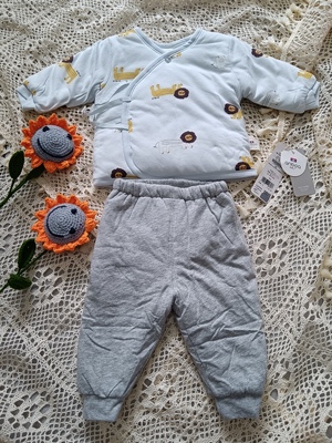 安宝儿婴儿衣服秋冬棉服初生连体哈衣爬服冬装保暖棉衣外出服