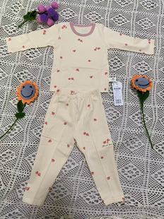 安宝儿婴幼儿春秋冬纯棉四季无骨圆领秋衣秋裤套