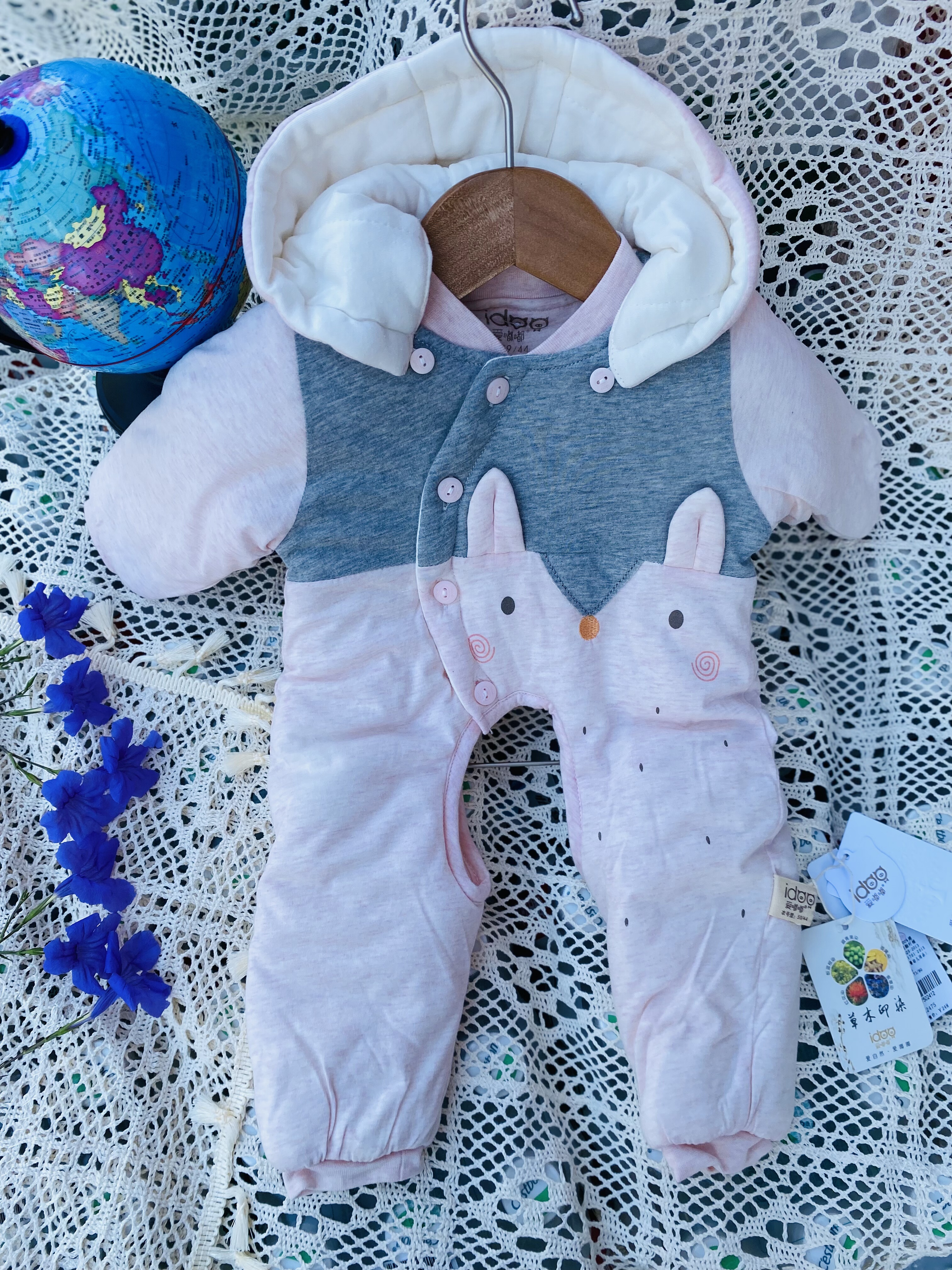 爱嘟嘟开裆冬季加棉加厚棉服宝宝哈衣保暖新生儿外出洋气棉袄外套