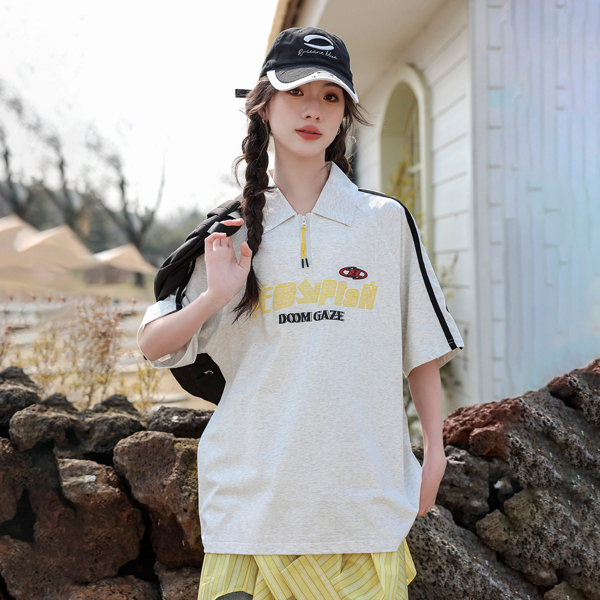 儿童短袖t恤女童polo衫美式夏季薄款初中生百搭上衣童装女装夏