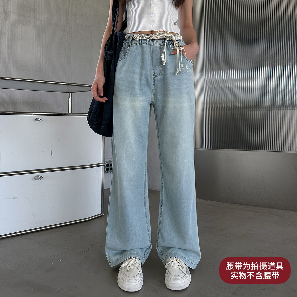 儿童裤子女童牛仔裤初中生少女中大童夏季薄款高中生直筒宽松裤子
