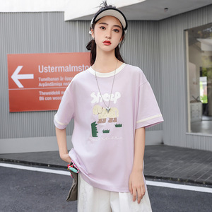 儿童短袖t恤女童上衣中大童夏季薄款初中生青少年湖州织里童装