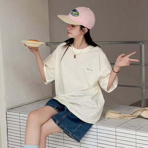 儿童短袖t恤女童中大童夏季宽松圆领上衣夏休闲半袖湖州织里童装
