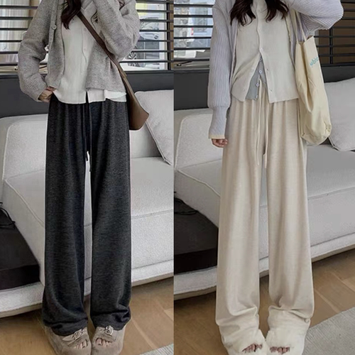 糯米裤女秋冬新款软糯垂感高腰宽松休闲山本裤居家拖地阔腿裤子