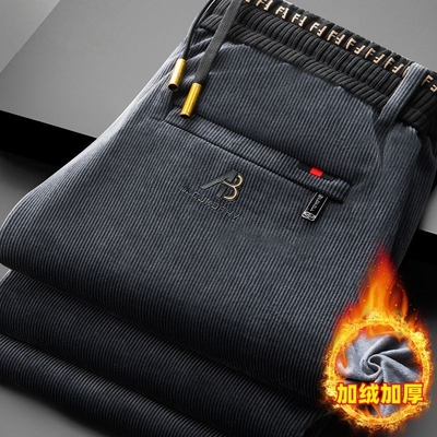 冬季男休闲裤灯芯绒裤子宽松直筒