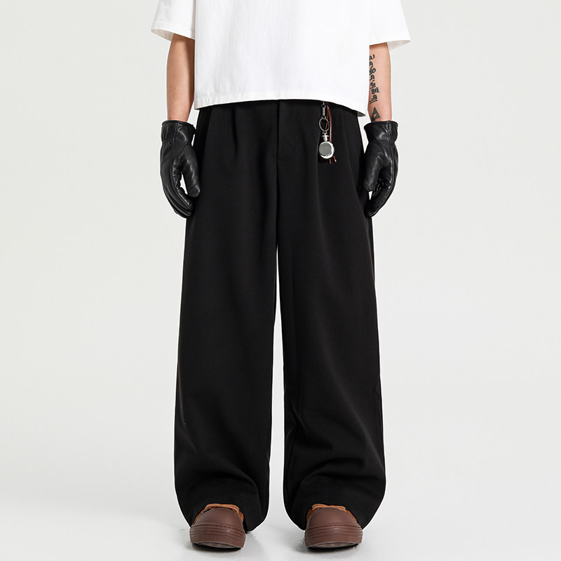 怕生的鹿 复古vintage宽松阔腿毛呢西裤男美拉德休闲垂感呢子长裤,男装,休闲裤,淘宝优惠券,粉丝福利购,淘宝优惠卷