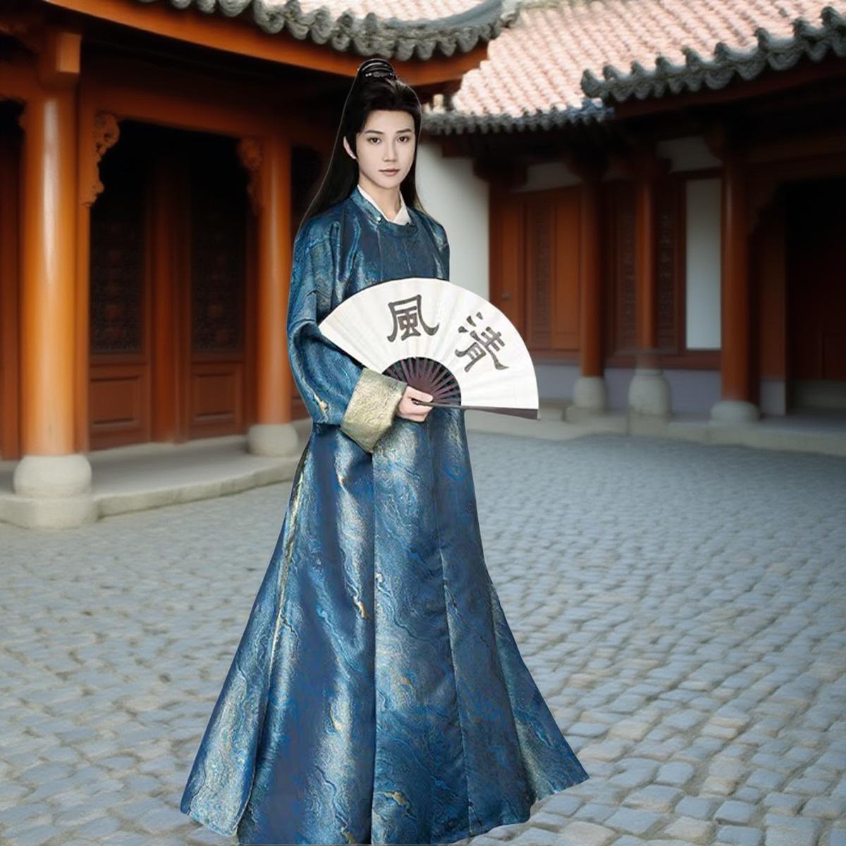 走秀汉服男款2025春秋款圆领袍