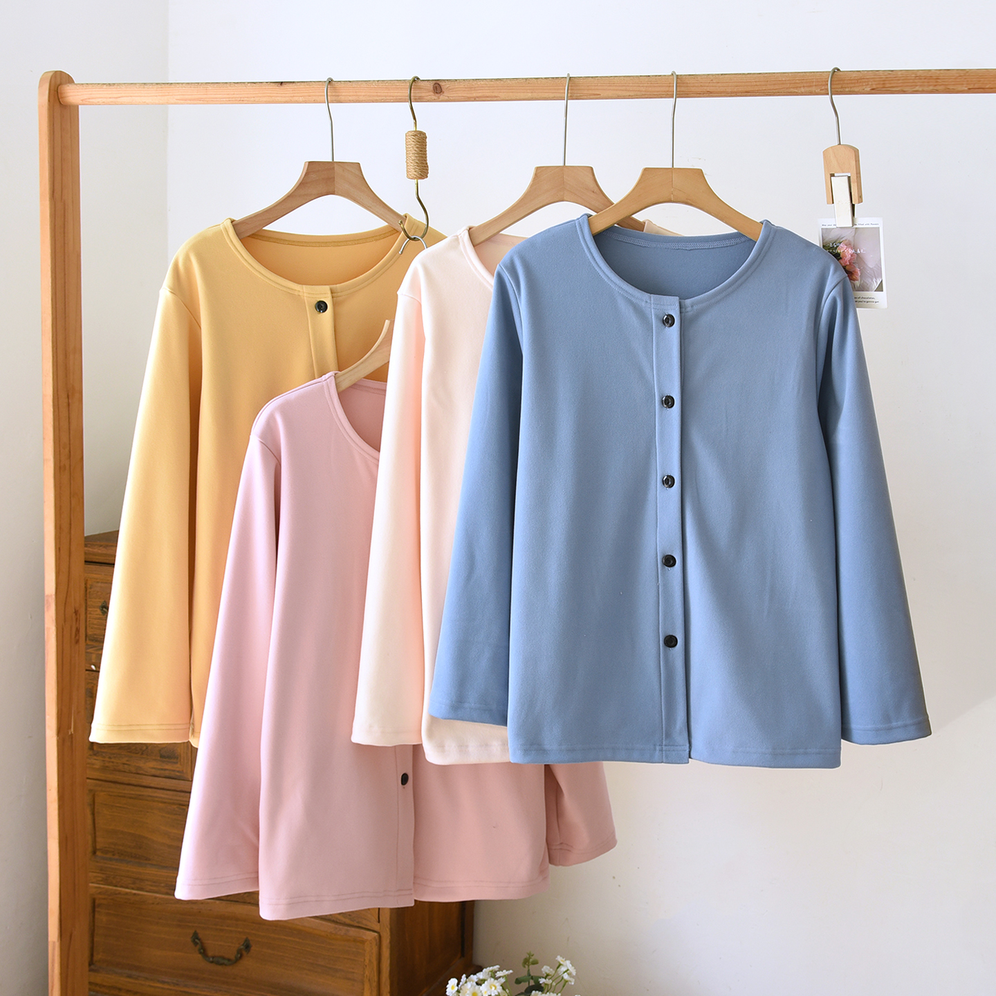 女海豚绒保暖家居服上衣