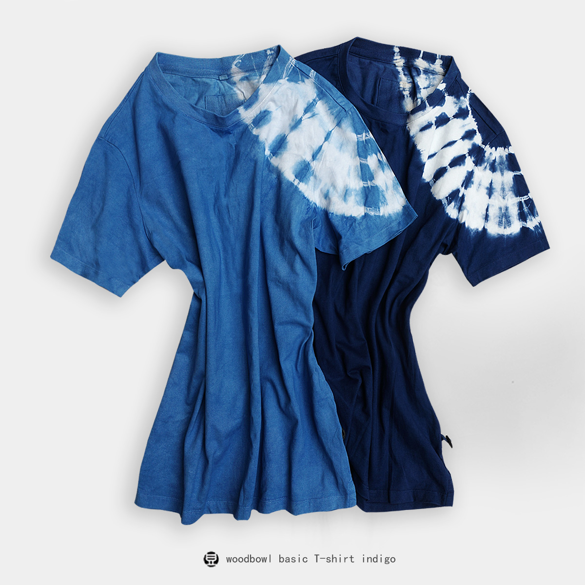 短袖蓝染不对称扎染圆领全棉