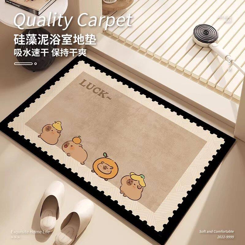 2026新款卡通浴室地垫硅藻泥吸水地毯卫生间厕所门口防滑耐脏脚垫