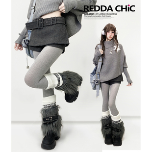 裙子 y2k裤 亚文化穿搭灰色毛呢裙裤 女秋冬加厚半身裙腰带亚比短裤