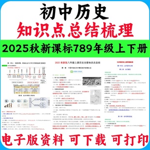 2025秋季新课标人教版初中历史七八九年级(初一二三)上下册知识点汇总背诵版默写版教师版学生版预习复习电子版实用资料